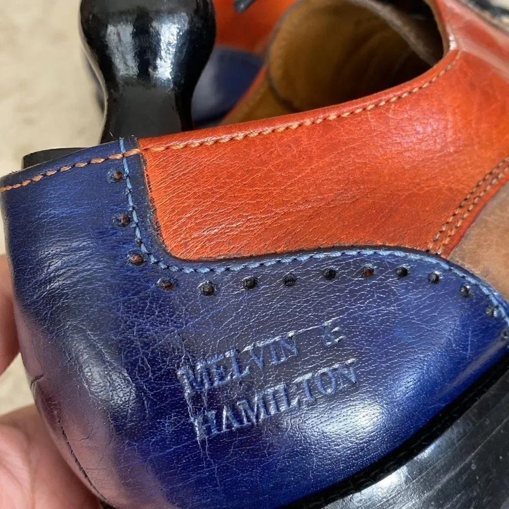 Melvin & Hamilton Jeff 14 Handcrafted Multi Colour Leather Derby Dress Shoes - Picture 11 of 16